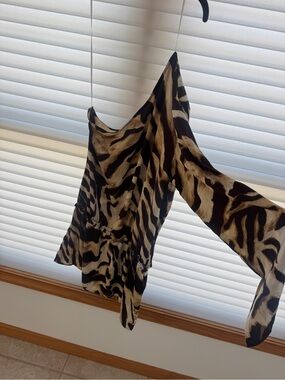 12th Tribe Satin Zebra-Style Top in Black and Cream